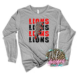 LIONS BOLT RED LONG SLEEVE/SWEATSHIRT