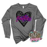 PANTHERS LEOPARD HEART RED LONG SLEEVE/SWEATSHIRT