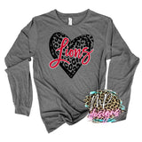 LIONS LEOPARD HEART RED LONG SLEEVE/SWEATSHIRT
