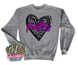 PANTHERS LEOPARD HEART RED LONG SLEEVE/SWEATSHIRT