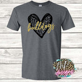 BULLDOGS LEOPARD HEART GOLD T-SHIRT