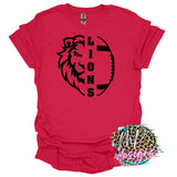 LIONS MASCOT FOOTBALL RED T-SHIRT