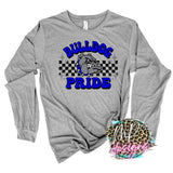BULLDOG PRIDE CHECKERED ROYAL LONG SLEEVE/SWEATSHIRT