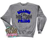 BULLDOG PRIDE CHECKERED ROYAL LONG SLEEVE/SWEATSHIRT
