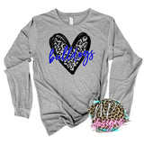 BULLDOGS LEOPARD HEART ROYAL LONG SLEEVE/SWEATSHIRT