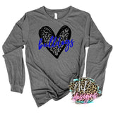 BULLDOGS LEOPARD HEART ROYAL LONG SLEEVE/SWEATSHIRT