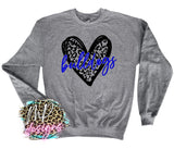 BULLDOGS LEOPARD HEART ROYAL LONG SLEEVE/SWEATSHIRT