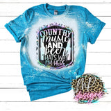 COUNTRY MUSIC AND BEER BLEACHED T-SHIRT