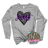 HORNETS LEOPARD HEART PURPLE LONG SLEEVE/SWEATSHIRT