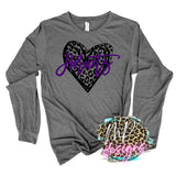 HORNETS LEOPARD HEART PURPLE LONG SLEEVE/SWEATSHIRT