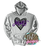 HORNETS LEOPARD HEART PURPLE LONG SLEEVE/SWEATSHIRT
