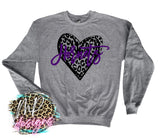 HORNETS LEOPARD HEART PURPLE LONG SLEEVE/SWEATSHIRT