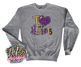 I LOVE MY HORNETS PURPLE LONG SLEEVE/SWEATSHIRT