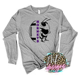 HORNETS MASCOT FOOTBALL PURPLE LONG SLEEVE/SWEATSHIRT