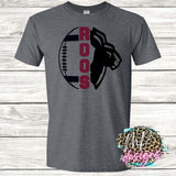 ROOS MASCOT FOOTBALL MAROON T-SHIRT