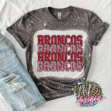 BRONCOS STACKED GLITTER RED T-SHIRT