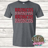 BRONCOS STACKED GLITTER RED T-SHIRT