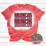 BRONCOS STACKED GLITTER RED T-SHIRT