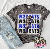 TEMPLE WILDCATS STACKED LIGHTING BOLT BLEACHED T-SHIRT