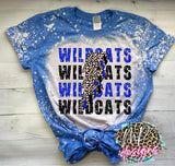 TEMPLE WILDCATS STACKED LIGHTING BOLT BLEACHED T-SHIRT