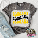 COUGARS WAVY RETRO YELLOW T-SHIRT