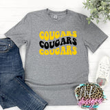 COUGARS WAVY RETRO YELLOW T-SHIRT