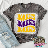 HORNETS WAVY RETRO PURPLE T-SHIRT