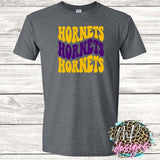 HORNETS WAVY RETRO PURPLE T-SHIRT