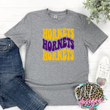 HORNETS WAVY RETRO PURPLE T-SHIRT