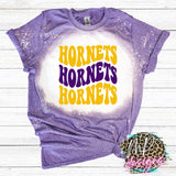 HORNETS WAVY RETRO PURPLE T-SHIRT