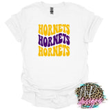 HORNETS WAVY RETRO PURPLE T-SHIRT