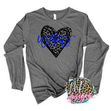 WILDCATS HEART LEOPARD ROYAL LONG SLEEVE/SWEATSHIRT