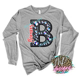 BRONCOS B FAUX RHINESTONE