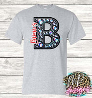 BRONCOS B FAUX RHINESTONE