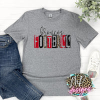 BRONCOS FOOTBALL GRUNGE RED T-SHIRT