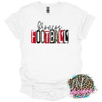 BRONCOS FOOTBALL GRUNGE RED T-SHIRT
