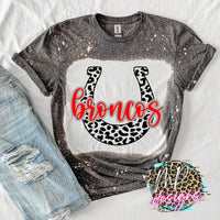 BRONCOS LEOPARD HORSESHOE RED T-SHIRT