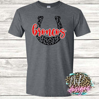 BRONCOS LEOPARD HORSESHOE RED T-SHIRT