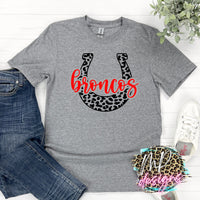 BRONCOS LEOPARD HORSESHOE RED T-SHIRT