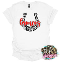 BRONCOS LEOPARD HORSESHOE RED T-SHIRT