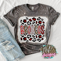 BRONCOS RED-SILVER LEOPARD T-SHIRT