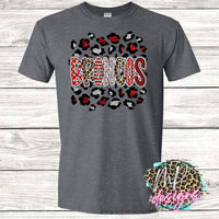 BRONCOS RED-SILVER LEOPARD T-SHIRT