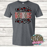 BRONCOS RED-SILVER LEOPARD T-SHIRT