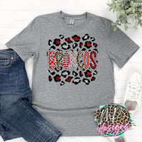 BRONCOS RED-SILVER LEOPARD T-SHIRT