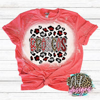 BRONCOS RED-SILVER LEOPARD T-SHIRT