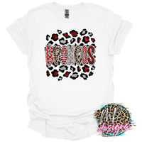 BRONCOS RED-SILVER LEOPARD T-SHIRT