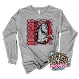 BRONCOS LOGO LEOPARD RED LONG SLEEVE/SWEATSHIRT
