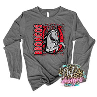 BRONCOS LOGO LEOPARD RED LONG SLEEVE/SWEATSHIRT