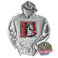 BRONCOS LOGO LEOPARD RED LONG SLEEVE/SWEATSHIRT