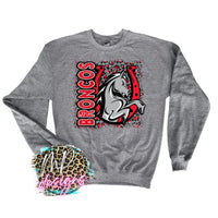 BRONCOS LOGO LEOPARD RED LONG SLEEVE/SWEATSHIRT